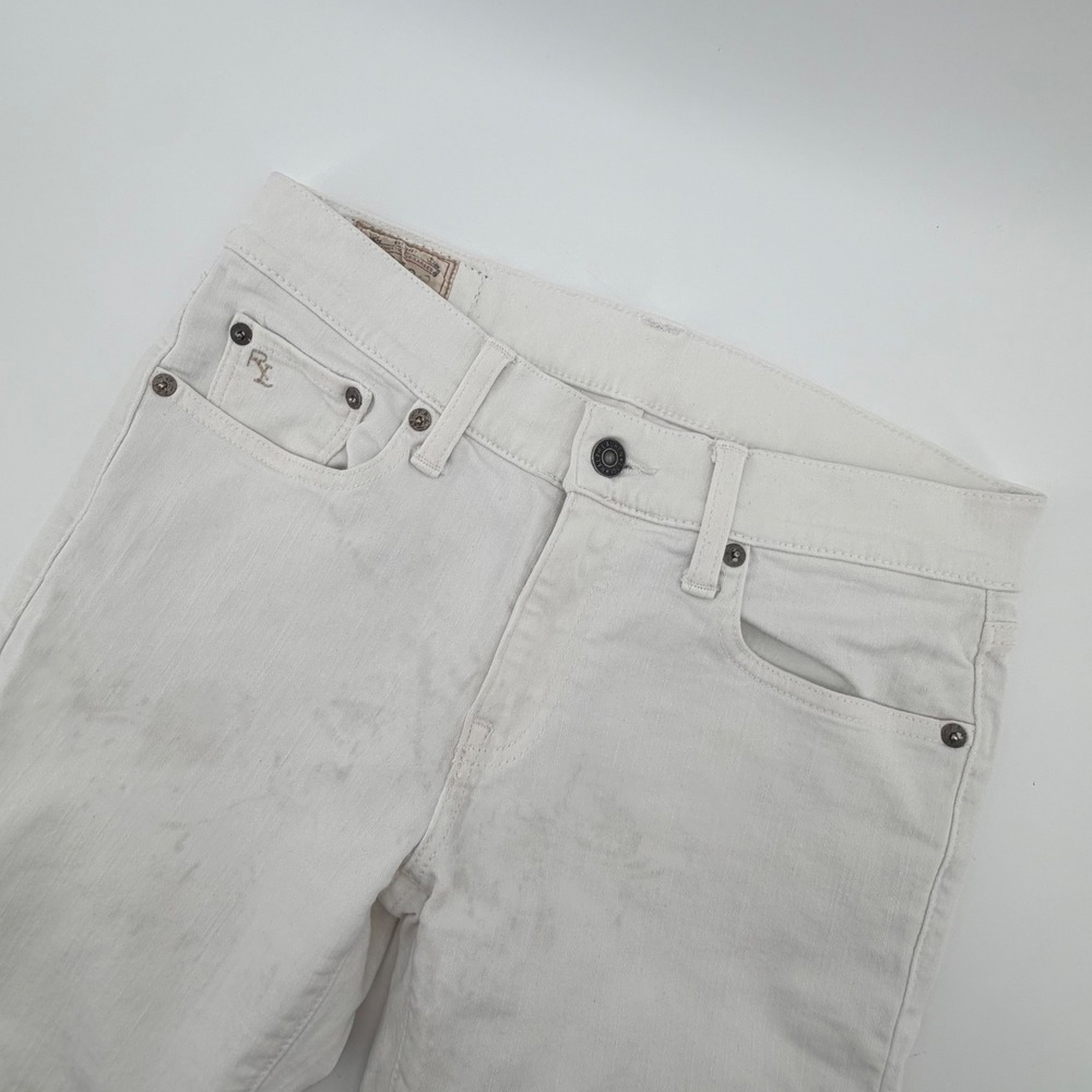 Polo Ralph Lauren Tompkins Skinny Jeans Womens 28 White Mid Rise Stretch Denim